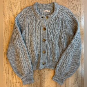 Faherty gray cable knit Frost Cardigan size M